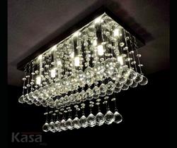 Lustre Cristal Legítimo DUPLEX 50x25cm 8XG9 - Base inox - Kasa ARQ