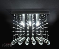 Lustre Cristal Legítimo LINEAR 30x30cm 6XG9 - Base inox - Kasa ARQ Lustre Cristal Legítimo LINEAR 30x30cm 6XG9 - Base inox - Kasa ARQ