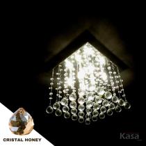 Lustre Cristal Legítimo LINEAR 40x40cm 8XG9 cristal HONEY - Base inox - Kasa ARQ