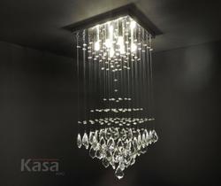 Lustre Cristal Legítimo LUX 30x30cm 6XG9 - Base inox - Kasa ARQ