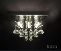 Lustre Cristal Legítimo PIRÂMIDE 30x30cm 6XG9 - Base inox - Kasa ARQ Lustre Cristal Legítimo PIRÂMIDE 30x30cm 6XG9 - Base inox - Kasa ARQ