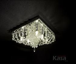 Lustre Cristal Legítimo PRINCESS 30x30cm 6XG9 - Base inox - Kasa ARQ