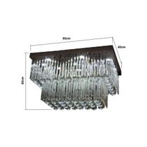 Lustre Cristal Retangular Led 6500k Bivolt Cor Prata Mod. 1529/400x600