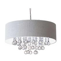 Lustre Cupula De Tecido Cinza Cilindrica 40cm Com Cristal Lustre Cupula De Tecido Cinza Cilindrica 40cm Com Cristal