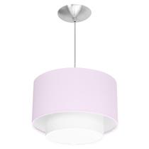 Lustre Cupula Pendente Dome Duplo Rosa Com Branco