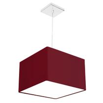 Lustre Cupula Pendente Dome Quadrado 30x20cm Vermelho