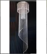 Lustre de Cristais Acril. 1,20m placa 30cm p/1lâmp. Lustre de Cristais Acril. 1,20m placa 30cm p/1lâmp.