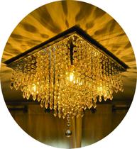 Lustre de Cristais Acrílicos 40x40 Inox Espelhado RLX102