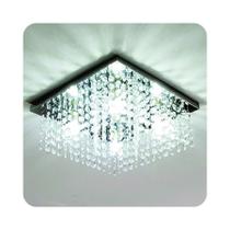 Lustre De Cristais Autênticos 30X30 Ld006C - Bi-Volt - Aço Inox Espelhado