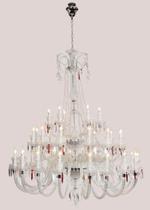 Lustre de cristais transparentes e vermelhos baccarat 36 lâmpadas