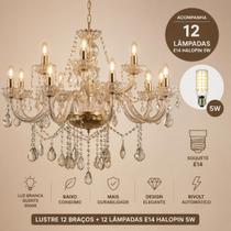 Lustre De Cristal 12 Braços Dourado Âmbar Sala Luxo com Lampadas Lustre De Cristal 12 Braços Dourado Âmbar Sala Luxo com Lampadas