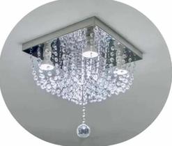 Lustre de Cristal Acrílico 30x30 Para Sala e Quarto - Casa Cristalle