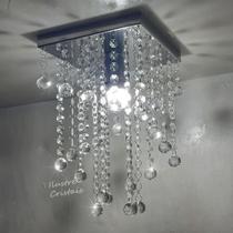 Lustre De Cristal Acrílico Alto Brilho 20x20 Cm 25 altura Soq E27