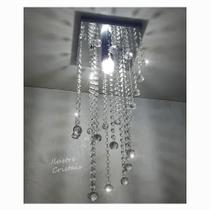 Lustre De Cristal Acrílico Alto Brilho 20x20 Cm 55 cm altura Soq E27
