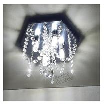 Lustre De Cristal Acrílico Base Inox 23x23 E 20 Cm De Altura