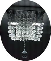 Lustre De Cristal/acrílico Para Sala Com Base De Inox Espelhado 20x20cm