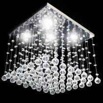 lustre de cristal base inox 38x38 Martan Lustres 40cm altura Iluminação sala de estar modelo LC22-4
