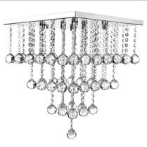 Lustre de Cristal com 30 Cm de Altura, Para Sala de Estar/Jantar/Hall, Com Base de Inox 30x30, Esferas Legítimas K9 30mm