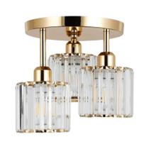 Lustre De Cristal Dourado Com 3 Lâmpadas E27 Para Sala De Estar, Quarto, Sala De Jantar, Cozinha,