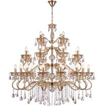 Lustre De Cristal Dourado Luxo 24 Braços Maria Tereza Lustre De Cristal Dourado Luxo 24 Braços Maria Tereza
