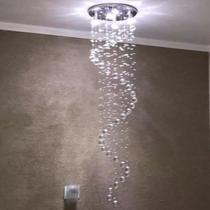 Lustre de cristal espiral com 1,20 metros de altura,base de inox 30cm de diâmetros,esferas de 30mm