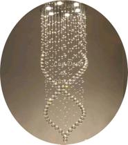 Lustre de Cristal Espiral Duplo,Base Inox 40cm de Diâmetro Lustre de Cristal Espiral Duplo,Base Inox 40cm de Diâmetro