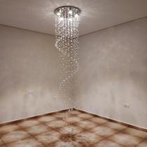 Lustre De Cristal Espiral Para Sala,com 1,40cm De Altura,Base De Inox Espelhado Com 40cm De Diâmetro Lustre De Cristal Espiral Para Sala,com 1,40cm De Altura,Base De Inox Espelhado Com 40cm De Diâmetro