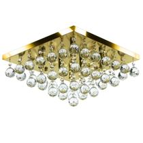 Lustre De Cristal Legitimo Classic Square 40x40 Dourado Gold