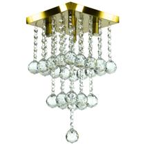 Lustre De Cristal Legitimo Classic Square Long 20 Dourado