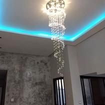 Lustre De Cristal Legítimo Espiral Com 1,20M De Altura, Base De Inox Espelhado Com 40cm De Diâmetro Lustre De Cristal Legítimo Espiral Com 1,20M De Altura, Base De Inox Espelhado Com 40cm De Diâmetro