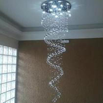 Lustre De Cristal Legítimo, Espiral com 1,50cm De Altura, Base De Inox com 40cm de Diâmetro