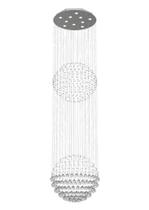 Lustre de Cristal Legitimo Globo Duplo 60cm Pé Direito Duplo Vão de Escada Sala Alta G260 Com Lampadas Led