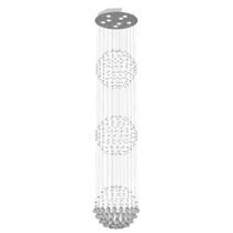 Lustre de Cristal Legitimo Globo Triplo 40cm Pé Direito Duplo Vão de Escada Sala Alta G340 Com Lampadas Led