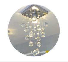 Lustre de Cristal Legitimo K9 Base Inox 14x14cm Soquete GU10 para Sala Quarto Corredor