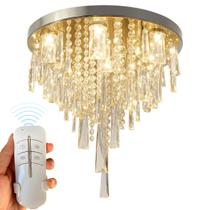 Lustre De Cristal Legítimo K9 Lâmpadas LED Inclusas e Controle Remoto