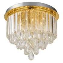 Lustre de Cristal Legítimo K9 Transparente Gold III Com Controle Remoto