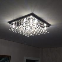 Lustre de cristal Legítimo Sala Quarto Base Inox Espelhado 40X40 CM