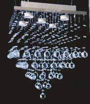 lustre de cristal Martan Lustres base inox 38x38 para iluminação e decoração de ambientes