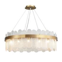 Lustre de Cristal Moderno Chaleur Brasil 12 Lâmpadas Vidro Redondo Dourado, Luxo com Altura Ajustável Lustre de Cristal Moderno Chaleur Brasil 12 Lâmpadas Vidro Redondo Dourado, Luxo com Altura Ajustável