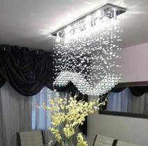 Lustre De Cristal Ondular Para Mesa De Jantar E 06 Lâmpadas Lustre De Cristal Ondular Para Mesa De Jantar E 06 Lâmpadas