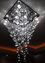 Lustre de cristal p/ sala de estar sala de jantar, base de inox polido 42x42cm, com 90 cm de altura