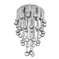 Lustre De Cristal, Para Escritório /Hall , Com 55cm de Alt, Base Espelhada 30Cm de Diâmetro, Esferas de Cristais K9 30MM