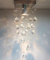 Lustre de cristal para lavabo - base de inox polido 14X14cm com 30cm de altura