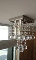Lustre de Cristal para Lavabo, com 20cm de altura e base de inox de 14x14cm