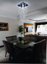 Lustre De Cristal Para Sala,base De Inox De 30x30cm Lustre De Cristal Para Sala,base De Inox De 30x30cm