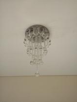 Lustre de cristal para sala com 50cm de altura, base de inox de 30cm de diâmetros