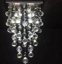 Lustre de cristal para sala com 70cm de altura, esferas de 40mm