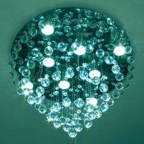 Lustre De Cristal Para Sala de Estar/ Jantar Base De Inox Polido Espelhado com 50cm de Diâmetro - LUZ DECOR