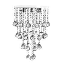 Lustre De Cristal, Para Sala de Jantar/Estar , Com 45 cm de Alt, Base Inox 30Cm de Diâmetro, Esferas de Cristais K9 30MM