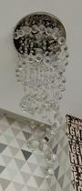 Lustre de cristal para sala Espiral, base de inox espelhado de 30cm de diâmetros com 01 metro de